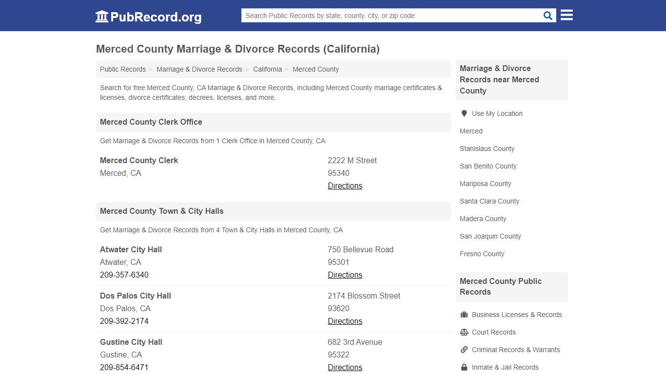 Merced County Marriage & Divorce Records (California)