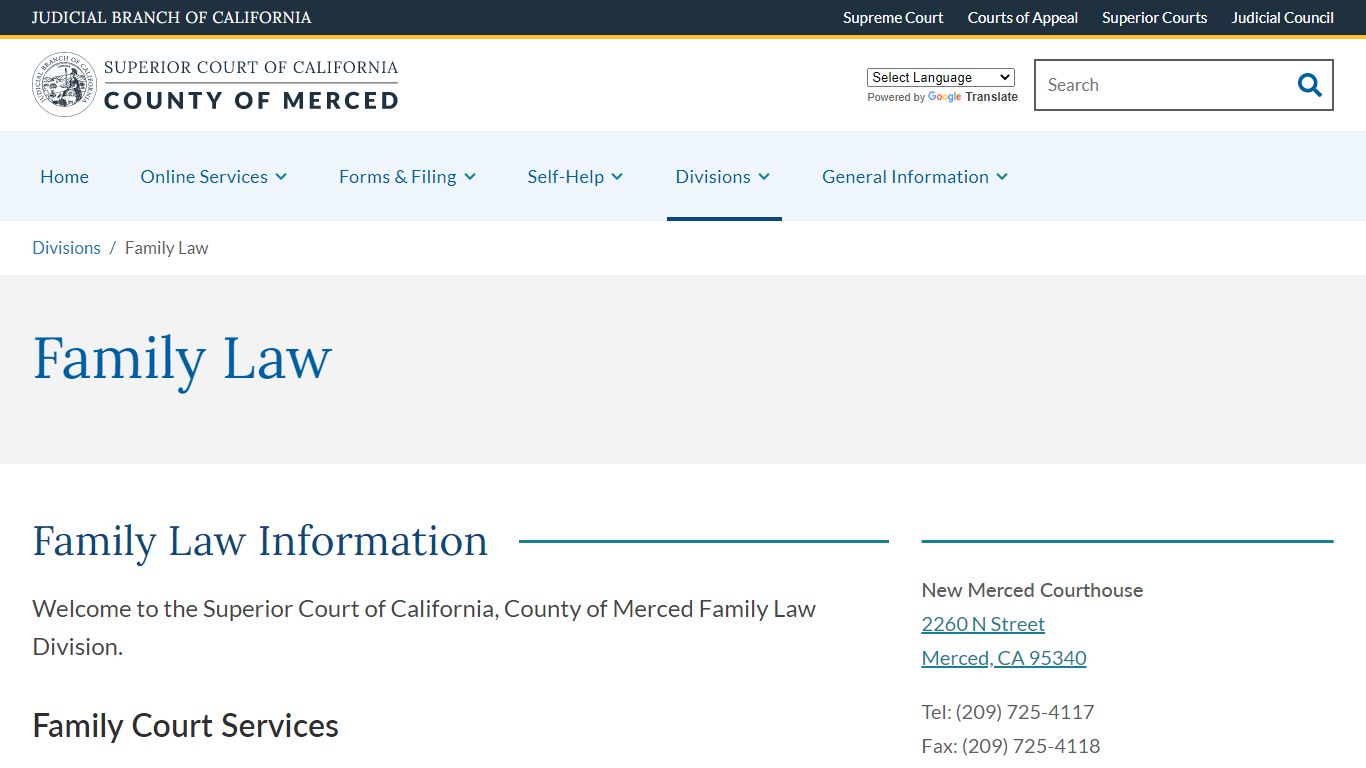 Family Law | Superior Court of California | County of Merced